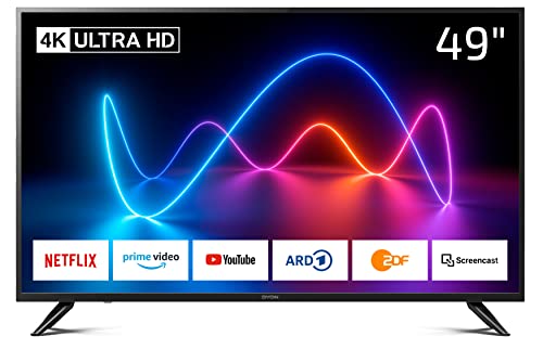 DYON Movie Smart 49 XT 123 cm (49 Zoll) Fernseher (4K Ultra-HD Smart TV, HD Triple Tuner (DVB-C/-S2/-T2), Prime Video, Netflix & HbbTV)