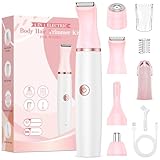 Rasierer damen Intimbereich Gesicht, Intimrasierer für frauen: Gesichtshaarentferner für Frauen, 4-In-1 Damenrasierer Elektrisch für Beine Bikinizone Gesicht, Nass-Trockenanwendung Bikini trimmer