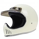 Harley Motorrad Retro -Helm, Persönlichkeit Fahren Voller Gesichtshelm Ritterschutzhelm im Freien Reithelm, weiß, L.