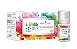 Vitamin B12 Kur - hochdosiert, Vitamin B- Komplex mit wertvollen Aminosäuren, 10 x 10ml Trinkampullen, ideal als Aufbaukur bei Erschöpfung geeignet, Waldfrucht- Geschmack, vegan,