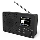 DAB Radio, LFF DAB Plus Radio, DAB Digitalradio, Digital Radio mit Bluetooth, Kleines Radio mit Netzstecker, Küchenradio DAB Batteriebetrieben UKW Radio, 2,4' Farbdisplay Radio Schwarz