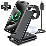 Kabelloses Ladegerät, 3 in 1 Wireless Charger for iPhone 15/14/13/12/11 Pro/Pro Max/XS/XR, Ladestation Kompatibel mit i-Watch Ultra 9 8 7 6 SE 5 4 3 und Air Pods 3/Pro 2- mit 20W USB C Ladegerät