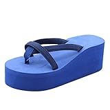 koperras Damenschuhe 37 Beach Sandalen Frauen Keil High-Heel-Farbe flip-Flops soliden Frauen-Pantoffel Schuhe Damen Dunkelblau (Blue, 38)
