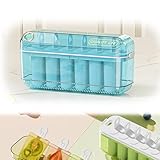 Eisformen Eis am Wtiel, Eisform, Wassereis Formen, Popsicle Holder, Stieleisformen, Eis am Stiel, Eisstiele Wiederverwendbar, Leicht Zu Lösende DIY Popsicle Formen Mit Versiegelter Schachtel (Blau)