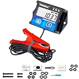 YOOREAL Digitaler Drehzahlmesser, Betriebsstundenzähler, Wartungserinnerung mit Clips, Hintergrundbeleuchtung, eingebauter Batterie, wasserdicht für Rasenmäher, Motorrad usw.