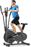 Crosstrainer,Crosstrainer für zuhause Neezee Qualitätsunternehmen Pro 2-in-1 Elliptisch Hometrainer mit Magnetwiderstand, Sitz, Smart LCD-Display Leichtes Verstauen Transportrollen bis 120kg