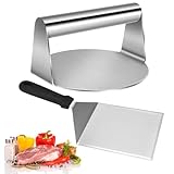 taonganui Smash Burger Set, Edelstahl Grillspachtel und 5,5 Zoll Smash Burgerpresse Groß Grillwender Pfannenwender mit Bratbürsten für Outdoor und Indoor Teppanyaki BBQ Steak Pizza Grillparty