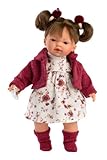 Llorens 1033146 Puppe Vera mit brünetten Haaren und braunen Augen, Babypuppe mit weichem Körper, inkl. Schnuller, 33 cm