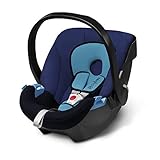 CYBEX Silver Babyschale Aton, Inkl. Neugeboreneneinlage, Ab Geburt bis ca. 18 Monate, Max. 13 kg, Blue Moon