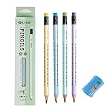 EUZUXU 12 Stück HB Bleistifte, Holzbleistifte Set, Bleistift mit Radiergummi und Spitzer, Graphitstift für Schreibhilfe von Schule, Büro