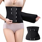 Runmeihe Waist Trainer Damen, Verstellbarer Taillen und Rücken Taillentrainer, Bauchkontrolle Bauchweggürtel Taillenformer (Black, L)