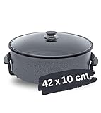 Partypfanne – elektrische Multipfanne mit Antihaftbeschichtung und Thermostat | 7 versch. größen - optimal für Kochen, Braten, Dünsten, Auftauen und Warmhalten (42 x 10cm)
