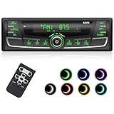 RDS Autoradio Bluetooth,Wistrue FM/AM/7 Farben Autoradio mit Bluetooth Freisprecheinrichtung, 1Din Autoradio mit USB/AUX/SD/MP3 Player Kompatibel mit iOS und Android(Mehrfarbig)