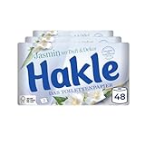 Hakle Toilettenpapier mit Jasminduft & Dekor - 48 Rollen, 3-lagiges Klopapier, 130 Blatt pro Rolle, WC Papier mit 60% recycelte Verpackung, FSC-zertifiziert