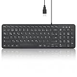 Perixx PERIBOARD-213 DE Kabelgebundene Kompakte USB Tastatur mit leisen Scherenstrukturtasten für Computer, Ziffernblock, Laptop und Tablet, Schwarz, QWERTZ