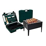Aizuoni Outdoor Grill, Campinggrill Holzkohle, Tragbarer Grill, Grill-Set, Tragbarer BBQ-Grill Mit Werkzeugset, Komplettes Grillzubehör-Set Mit Tragbarer Tasche, Picknick Grill, Mini Grill