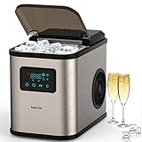 Eiswürfelbereiter Edelstahl,13kg,24Stunden,Eiswürfelmacher Klein, mit LED-Anzeige und 2L Wassertank,Selbstreinigungsfunktion,2 Eiswürfelgrößen,Eismaschine mit Eisschaufel und Korb,für Party,Büro