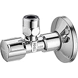 SCHELL 049170699 Eckregulierventil / Eckventil / Ventil COMFORT ½“ , DIN-Eckregulierventil mit Griff, selbstdichtendem Anschlussgewinde, Langem Schubschaft, Rosette , 54 mm, Oberfläche chrom