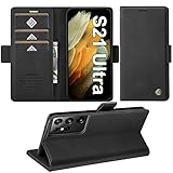 Giyer Handyhülle für Samsung Galaxy S21 Ultra Hülle Standfunktion Kartenfach Wallet Premium Leder Schutzhülle Galaxy S21 Ultra Flip Case Cover Klapphülle Galaxy S21 Ultra 5G 6.8 Zoll (Schwarz)