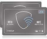 WallTrust RFID NFC Schutzkarte, Blockerkarte für Kreditkarten, 2er Set, Grau
