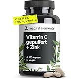 Vitamin C - 120 Kapseln - Hochdosiert mit 1000mg + 15mg Zink - Pflanzlich fermentiert & gepuffert (pH-neutral, säurefrei, magenschonend) - Laborgeprüft, vegan und in Deutschland produziert