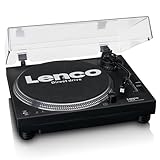 Lenco L-3818 Plattenspieler mit Direktantrieb - DJ Plattenspieler - Pitch Control - 33 und 45 U/min - Stereo Vorverstärker - USB - RCA Line-Out - Digitalisierung via PC - Schwarz, L-3818BK