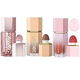 Schminke 4 Pack Liquid Contour & Highlighter & Blush Makeup Set Liquid Bronzer Liquid Blush Stick Liquid Contour Stick Weiches Leichtes Atmungsaktives Gefühl Eingebauter Schwamm Spitze