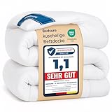 BEDSURE Bettdecke 240x220 Ganzjahresdecke Steppdecke - Bettdecke 240x220cm 4 Jahreszeiten Bettdecken - Oeko-TEX Zertifiziert 300GSM Weiß, Weiche Warm Duvet Schlafdecke für Allergiker