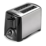 Dominion 2-Scheiben-Toaster mit Schattensteuerung, Krümelschublade, automatische Abschaltung, Toasthebung, gebürsteter Edelstahl/Schwarz