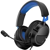 Rumoon Gaming-Headset mit Mikrofon für PS 5/5 Pro/4, Xbox Series X/S/One, PC, Smartphones, Nintendo Switch. Gaming-Kopfhörer-Splitter, 3,5 mm, abnehmbares Mikrofon, 50 mm Lautsprecher (Schwarz-Blau)