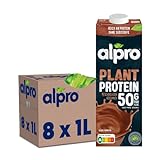 Alpro Proteindrink Soja Schokolade 8x1L | 100% pflanzlich | laktosefrei | zuckerarm | reich an pflanzlichem Protein