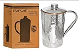 TRAFAART Krug Aus Kupfer Und Edelstahl 1500 ML/50,7 Fl Oz Handgefertigt Wasserkrug Zum Trinken