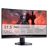 Dell S3222DGM 31.5 Zoll QHD (2560x1440) 1800R Curved Gaming Monitor, 165Hz, VA, 2ms, AMD FreeSync Premium, 99% sRGB, DisplayPort, 2x HDMI, 3 Jahre Garantie, Schwarz