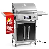 LANDMANN Elektro-Grillwagen EG-II-590 | Leistungsstarker Standgrill mit 2 Fleischthermometern & Deckelthermometer | Ohne Gas & ohne Kohle grillen | Grillfläche ca. 59 x 40,5 cm | 3200W [Edelstahl]