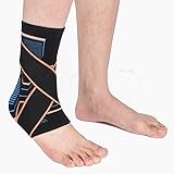 VITTO Sprunggelenkbandage, Fußbandage bei Bandschäden, Schwachen Gelenken, Verstauchtem Gelenks und Arthritis (mit Riemen, L)