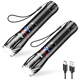 Blukar LED Taschenlampe Aufladbar, [2 Stück] 2000 Lumen Extrem Helle Zoombare Taschenlampen mit 5 Lichtmodi und Langer Betriebsdauer, IPX6 Wasserdichte Handlampe für Camping, Wandern, Angeln, Notfäll