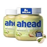 ahead Pistaziencreme 350 g x 2 | ohne Zuckerzusatz | Super leckere pistazien mit 80% weniger Zucker* | Ohne Palmöl, glutenfrei & vegetarisch | Zuckerarme pistazienmus