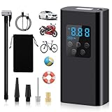 JOPHEK Elektrische Luftpumpe, Tragbare Akku Fahrradpumpe mit alle ventile Luftpumpe Fahrrad mit LED für Fahrrad, E-Bike, Auto