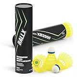 BallX 6X Badminton Nylon Federbälle - Blau (Medium Speed) in Gelb - Badminton Bälle mit High-Tech Nylon Korb für Training & Freizeit- Langlebig und Stabil - Indoor & Outdoor - XB2000