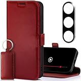 SURAZO Premium Handyhülle für Samsung Galaxy S25 Hülle mit Kameraschutz - Klappbare Echtleder Schutzhülle [Kartenfächern] [RFID Schutz] [Ständer] Stoßfeste Handgefertigte Lederhülle (Rot)