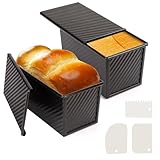 CLKE Brotbackform mit Deckel, Antihaft-Kastenform mit Deckel zum Backen, Toastbrot Backform, Gewellt Brotbackform mit Teigschaber, Karbonstahl Brotbackformen für Laibe Kuchen Gebäck(Schwarz)