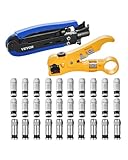 VEVOR Koaxialkabel-Crimper-Set, Koaxialkabel-Kompressionsset mit einer Crimpzange, einer Abisolierzange und 30 Stück F-Typ-RG6-Stecker, kompatibel mit RG6, RG59, RG11 Koaxialkabel, leicht und tragbar