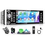 Wireless Carplay Autoradio 1 Din mit Wireless Android Auto FM/AM/RDS Radio Bluetooth, 5.1 Zoll Autoradio mit Mirror Link Bluetooth Freisprecheinrichtung USB/AUX/TF/EQ Lenkradsteuerung Rückfahrkamera