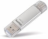 Hama 64GB USB-Speicherstick mit USB 3.0&USB 3.1-Type-C (2-in-1 USB-Stick, z.B. für Android Handy, Tablet, Computer, Notebook, MacBook, OTG, 40MB/s) USB-Typ-C Handy-Stick, Doppel Memory-Stick Silber