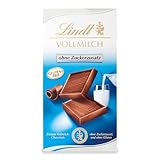 Lindt Schokolade Vollmilch ohne Zuckerzusatz | 100 g Tafel | Feinste und ohne Gluten | Schokoladengeschenk