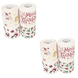 Garneck 2 Sätze Weihnachtliches Toilettenpapier Mit Festlichen Motiven Tannenbaum Weihnachtsbuchstaben Für Dekoratives Badezimmer Weiches Hautfreundliches Und Klopapier Für 4 Rollen * 2