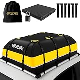 GADLANE Autodachtasche - 20 Kubikfuß wasserdichte Dachbox für Autos mit/ohne Dachträger, Anti-Rutsch-Matte, 6 stabile Gurte, Zahlenschloss, Aufbewahrungstasche (Gelb)