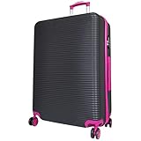 Trendyshop365 Reisekoffer groß Hartschale Santorin 75cm, 99 Liter, 4 Rollen, Zahlenschloss, schwarz-pink