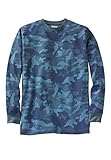KingSize Herren Big & Tall Tall Waffelstrick Thermo-T-Shirt mit Rundhalsausschnitt, blau camouflage, XL/Tall