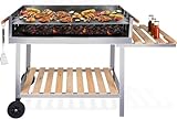 BBQ Collection Holzkohlegrill - BBQ mit Tisch - Gartenküchen Barbecue in höhenverstellbar - 98 x 56 x 85 cm